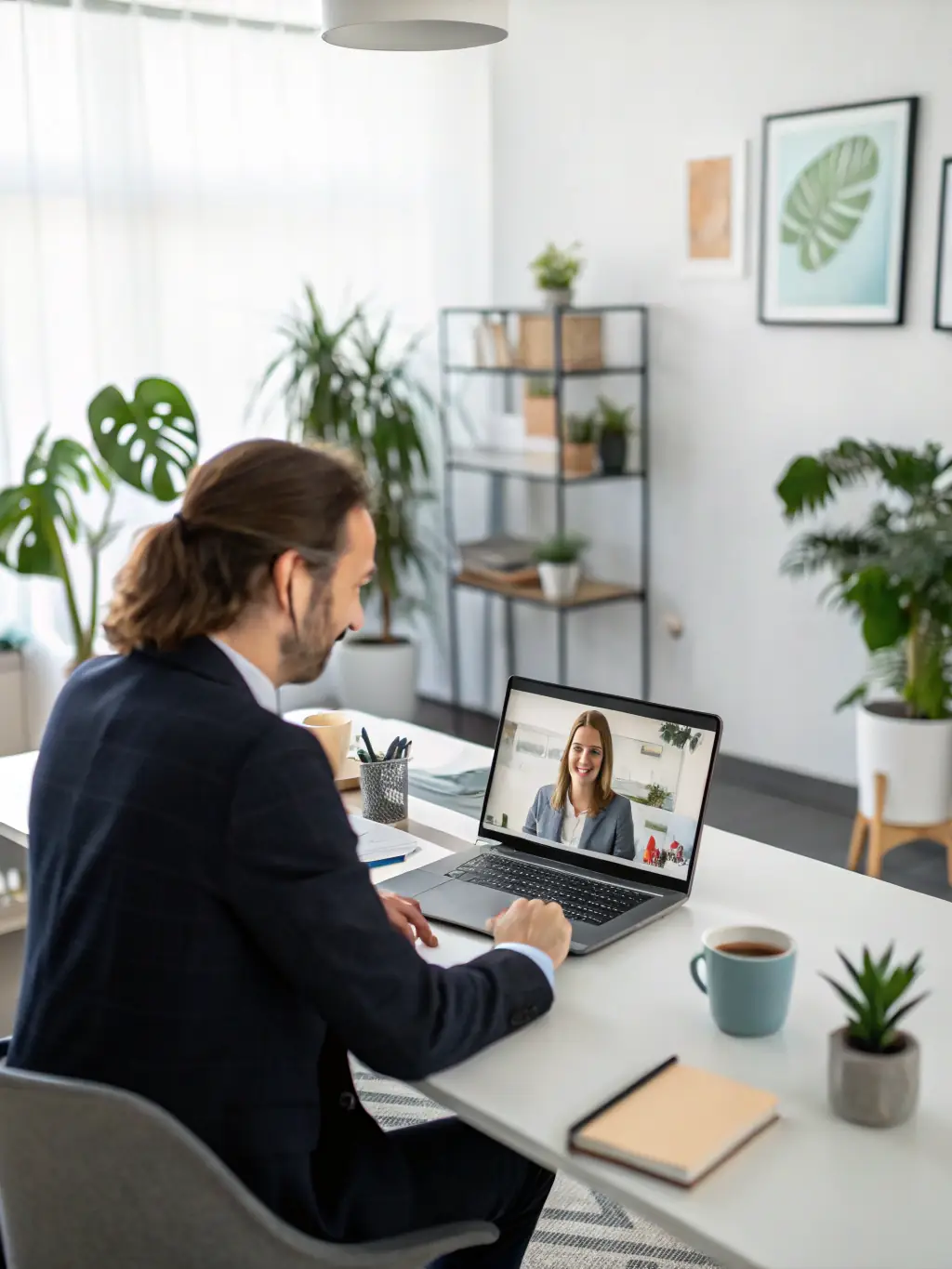 A professional financial advisor discussing wealth plans with a client in a modern office, with documents and a laptop on the table, symbolizing wealth management services.